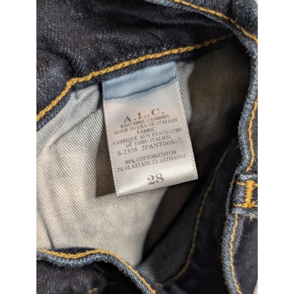 A.L.C. Women Dark Wash Wide Leg Jeans Contrast Stitching 2PANT008 Size 28 - Picture 4 of 5